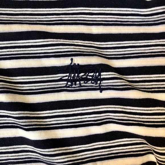 STUSSY vintage 90s grunge Y2K striped crew neck tee | Made in USA | Size Large - Picture 3 of 8
